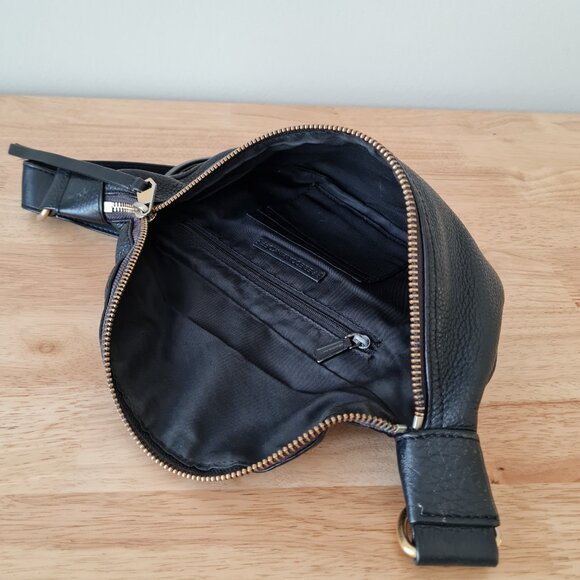 Rebecca Minkoff Bree Belt Bum Bag Fanny Pack Pebbled Leather Black Zip Crossbody - Picture 10 of 11